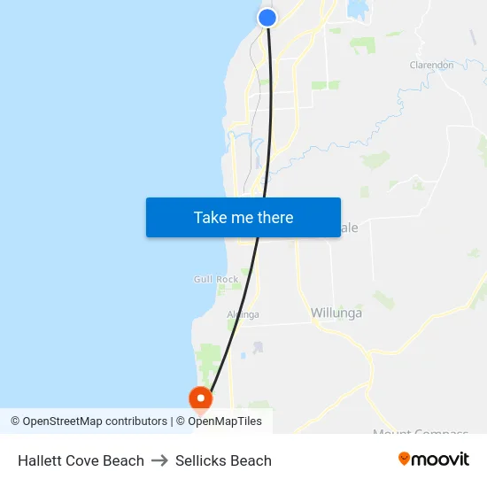 Hallett Cove Beach to Sellicks Beach map