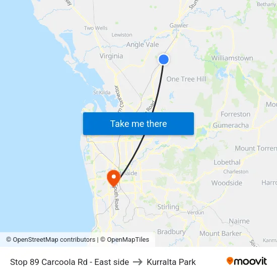 Stop 89 Carcoola Rd - East side to Kurralta Park map