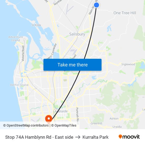 Stop 74A Hamblynn Rd - East side to Kurralta Park map