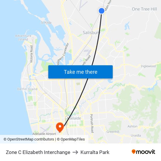 Zone C Elizabeth Interchange to Kurralta Park map