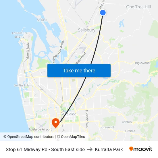 Stop 61 Midway Rd - South East side to Kurralta Park map