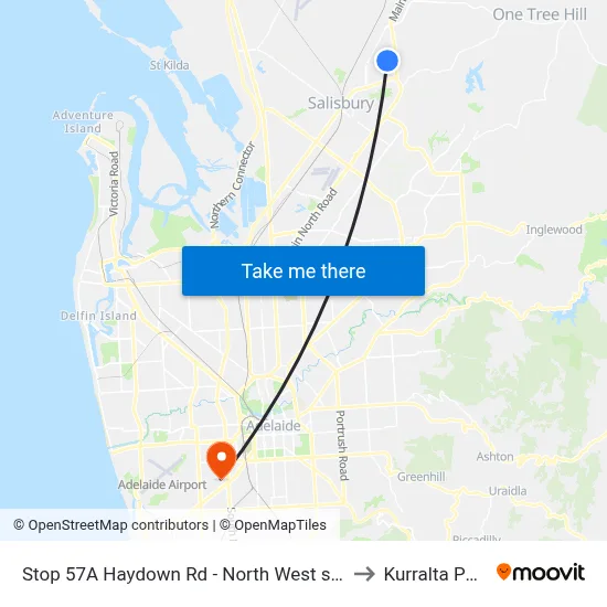 Stop 57A Haydown Rd - North West side to Kurralta Park map