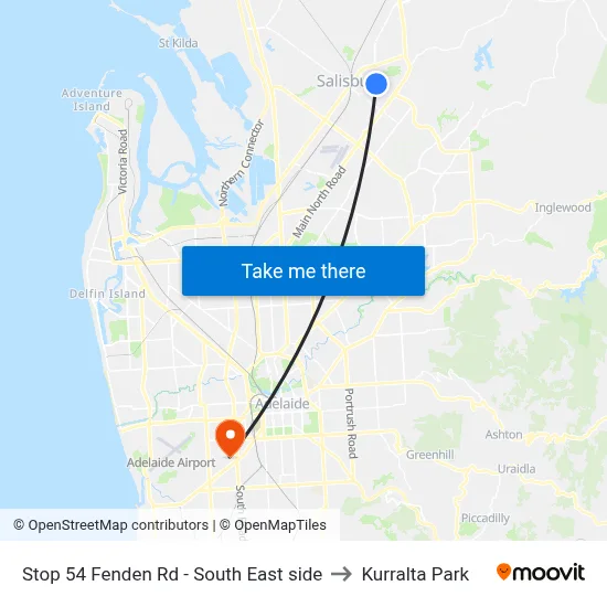 Stop 54 Fenden Rd - South East side to Kurralta Park map