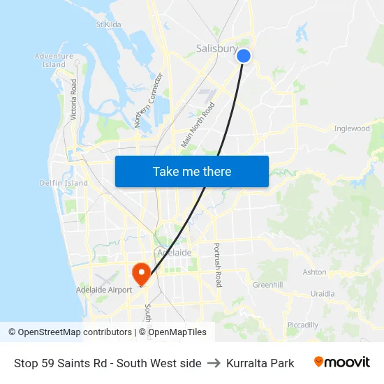 Stop 59 Saints Rd - South West side to Kurralta Park map
