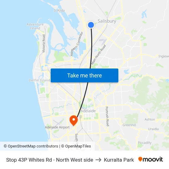 Stop 43P Whites Rd - North West side to Kurralta Park map