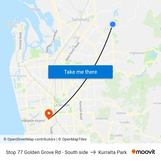 Stop 77 Golden Grove Rd - South side to Kurralta Park map