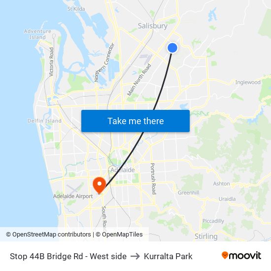 Stop 44B Bridge Rd - West side to Kurralta Park map