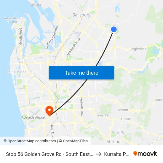Stop 56 Golden Grove Rd - South East side to Kurralta Park map