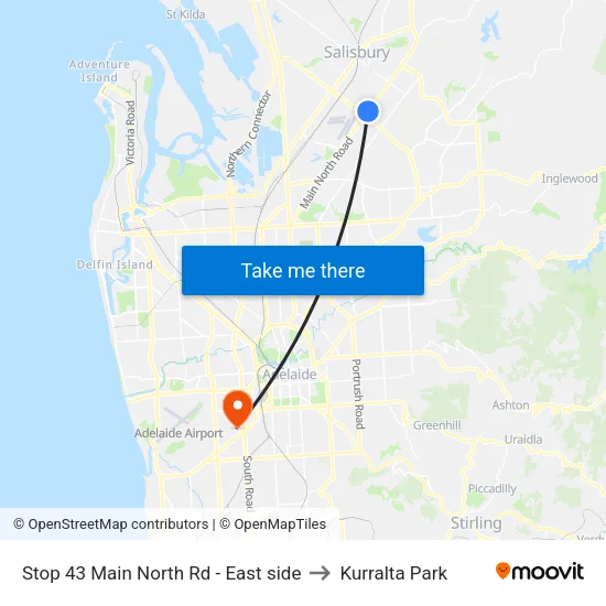 Stop 43 Main North Rd - East side to Kurralta Park map