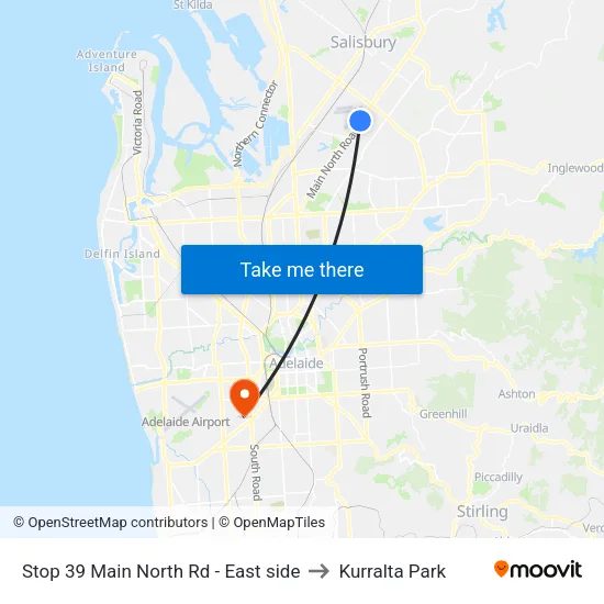 Stop 39 Main North Rd - East side to Kurralta Park map