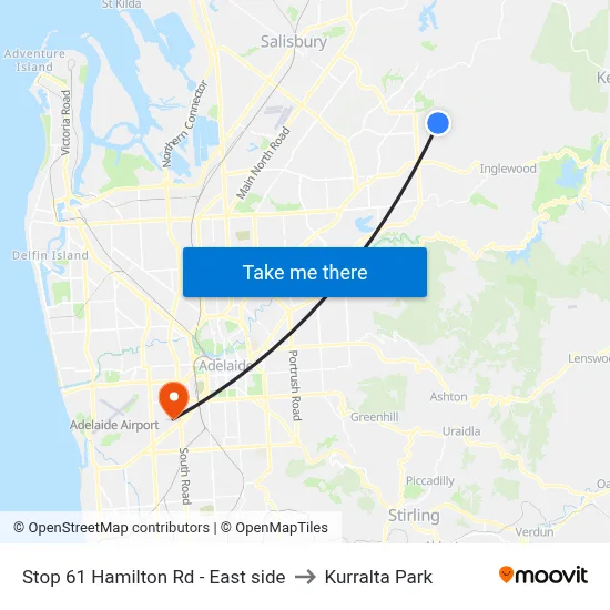 Stop 61 Hamilton Rd - East side to Kurralta Park map