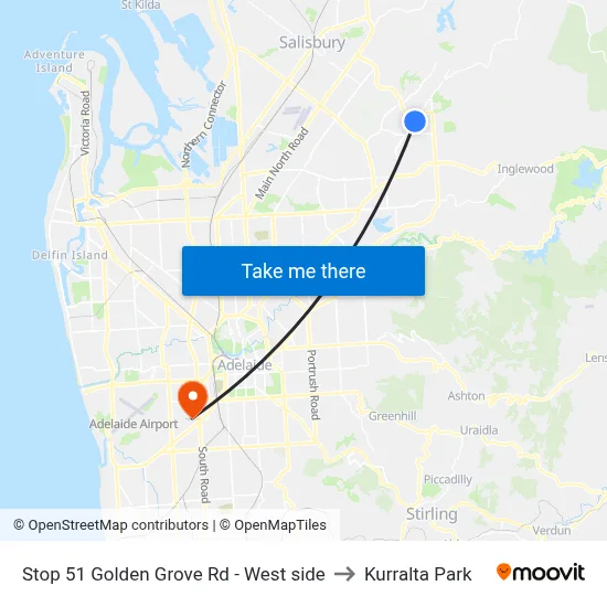 Stop 51 Golden Grove Rd - West side to Kurralta Park map