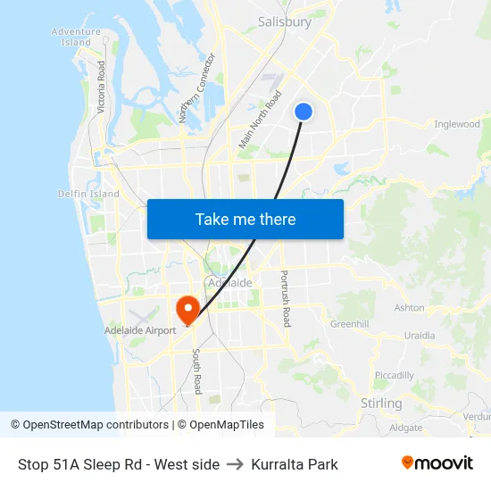 Stop 51A Sleep Rd - West side to Kurralta Park map