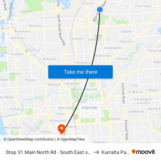 Stop 31 Main North Rd - South East side to Kurralta Park map