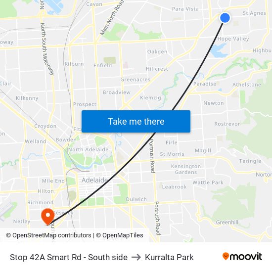 Stop 42A Smart Rd - South side to Kurralta Park map