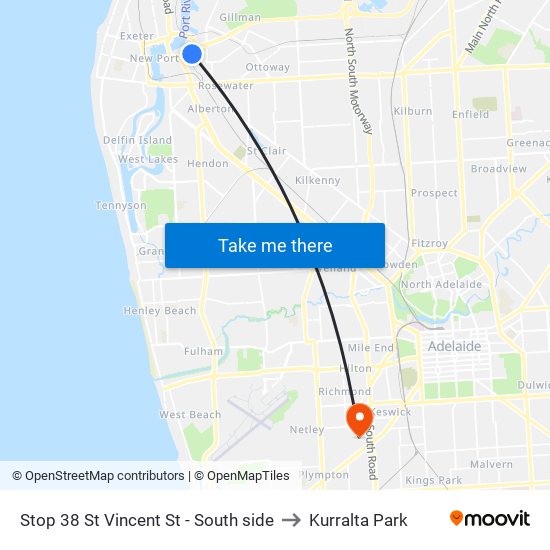 Stop 38 St Vincent St - South side to Kurralta Park map