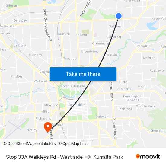 Stop 33A Walkleys Rd - West side to Kurralta Park map