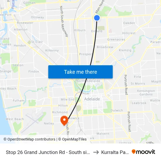 Stop 26 Grand Junction Rd - South side to Kurralta Park map