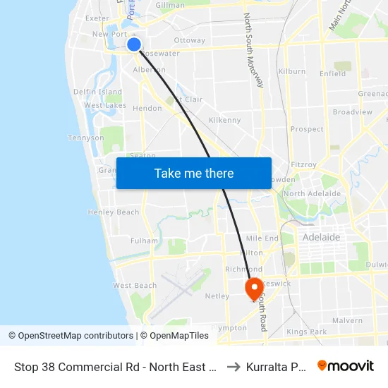Stop 38 Commercial Rd - North East side to Kurralta Park map