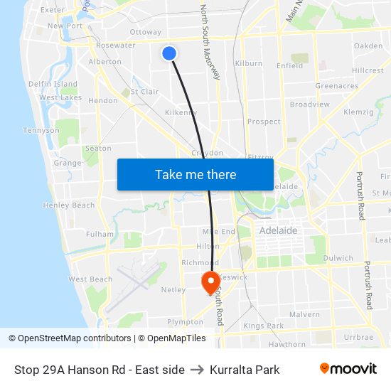 Stop 29A Hanson Rd - East side to Kurralta Park map