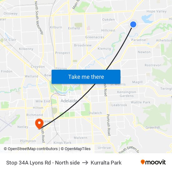 Stop 34A Lyons Rd - North side to Kurralta Park map