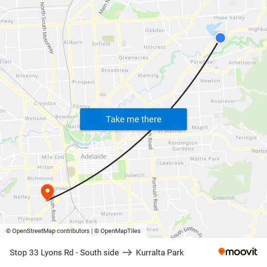 Stop 33 Lyons Rd - South side to Kurralta Park map