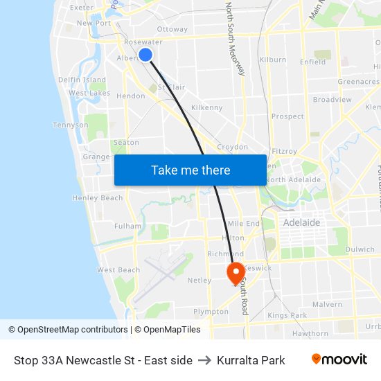 Stop 33A Newcastle St - East side to Kurralta Park map