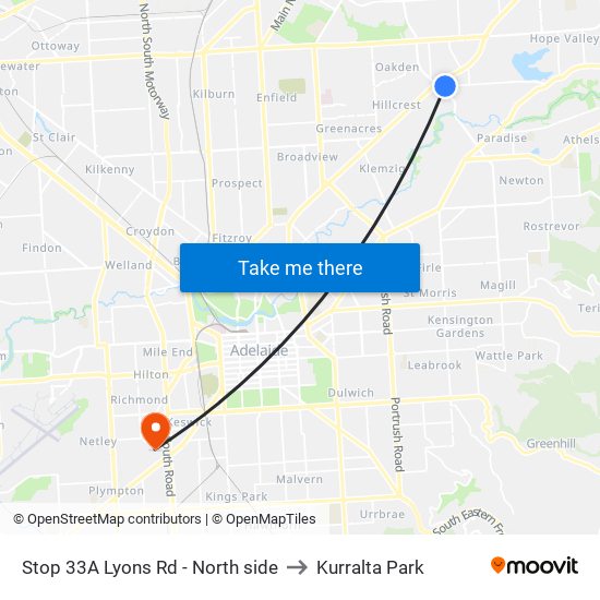 Stop 33A Lyons Rd - North side to Kurralta Park map