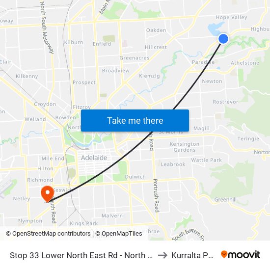 Stop 33 Lower North East Rd - North side to Kurralta Park map