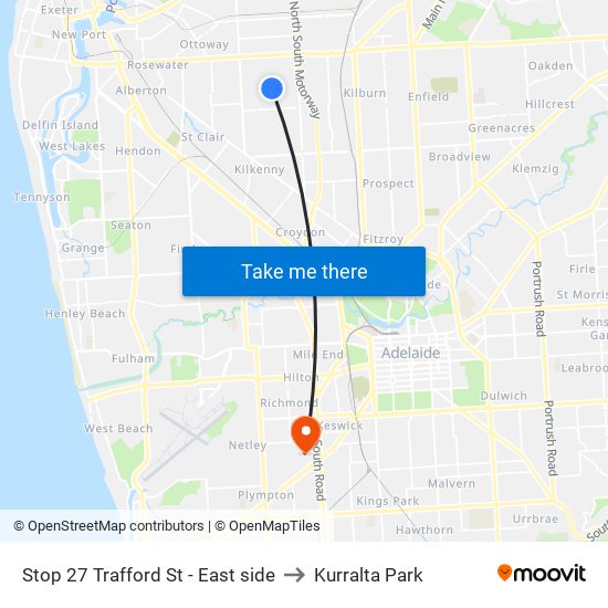 Stop 27 Trafford St - East side to Kurralta Park map