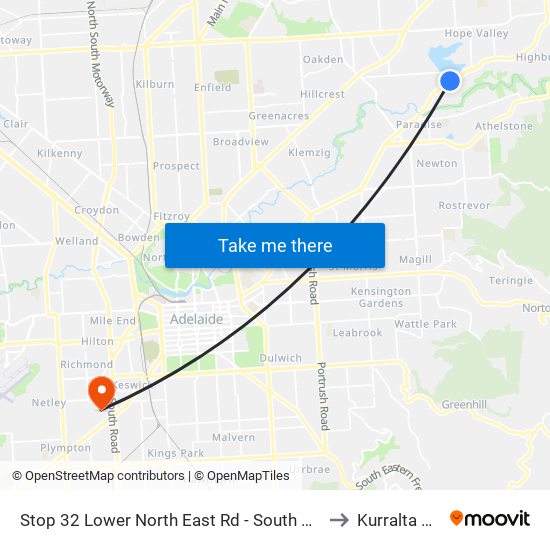 Stop 32 Lower North East Rd - South East side to Kurralta Park map