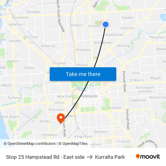 Stop 25 Hampstead Rd - East side to Kurralta Park map