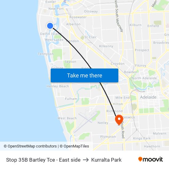 Stop 35B Bartley Tce - East side to Kurralta Park map