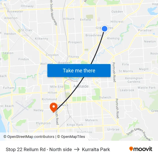 Stop 22 Rellum Rd - North side to Kurralta Park map