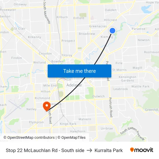 Stop 22 McLauchlan Rd - South side to Kurralta Park map