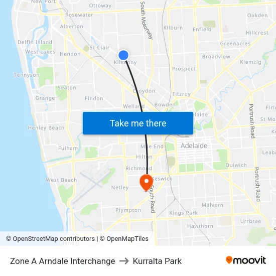 Zone A Arndale Interchange to Kurralta Park map