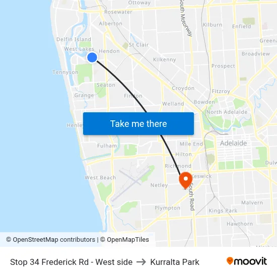 Stop 34 Frederick Rd - West side to Kurralta Park map