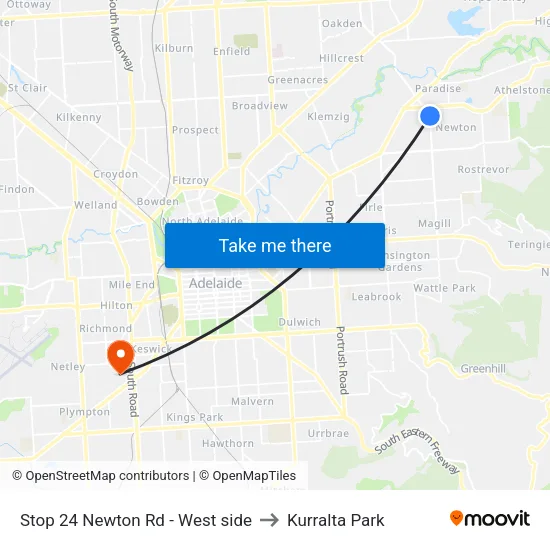 Stop 24 Newton Rd - West side to Kurralta Park map