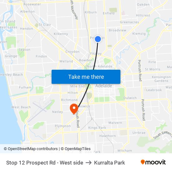 Stop 12 Prospect Rd - West side to Kurralta Park map