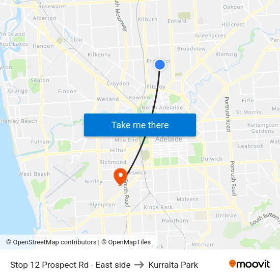 Stop 12 Prospect Rd - East side to Kurralta Park map