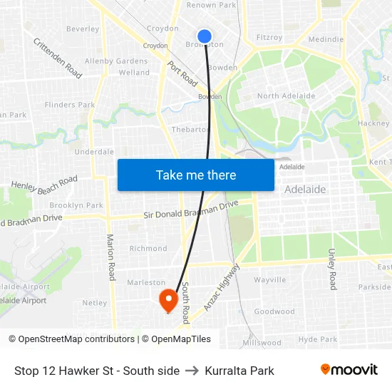 Stop 12 Hawker St - South side to Kurralta Park map