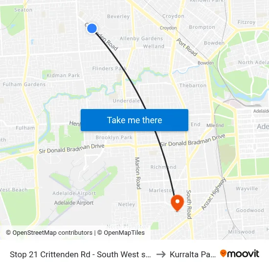 Stop 21 Crittenden Rd - South West side to Kurralta Park map