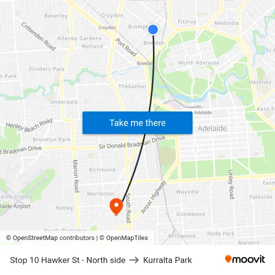 Stop 10 Hawker St - North side to Kurralta Park map