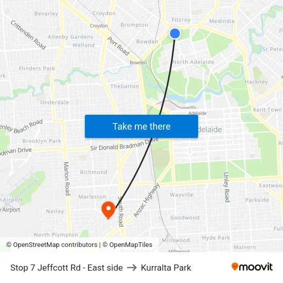 Stop 7 Jeffcott Rd - East side to Kurralta Park map
