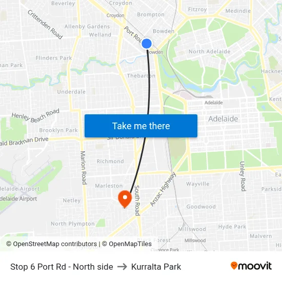 Stop 6 Port Rd - North side to Kurralta Park map