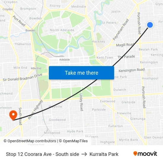 Stop 12 Coorara Ave - South side to Kurralta Park map
