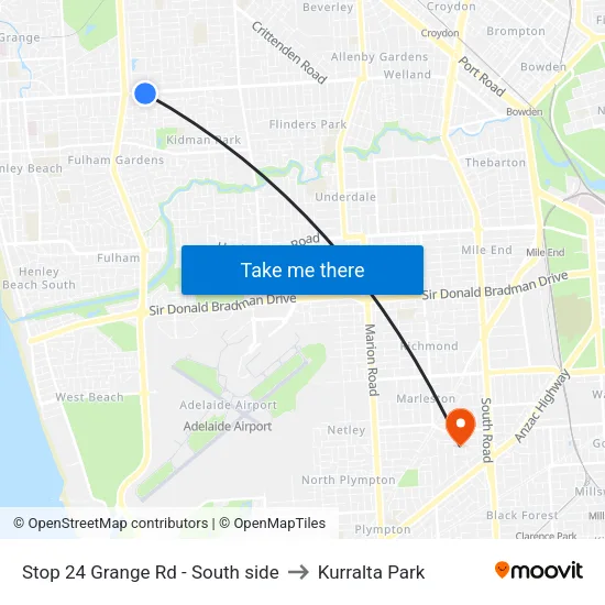 Stop 24 Grange Rd - South side to Kurralta Park map