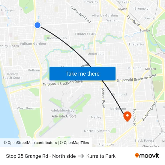 Stop 25 Grange Rd - North side to Kurralta Park map