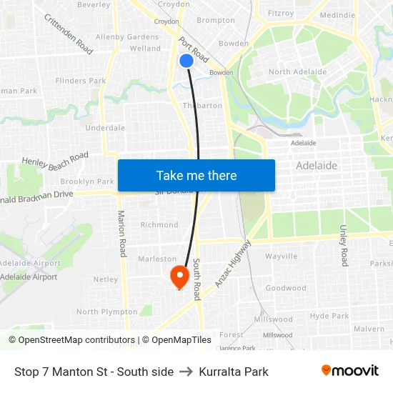 Stop 7 Manton St - South side to Kurralta Park map