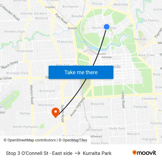 Stop 3 O'Connell St - East side to Kurralta Park map
